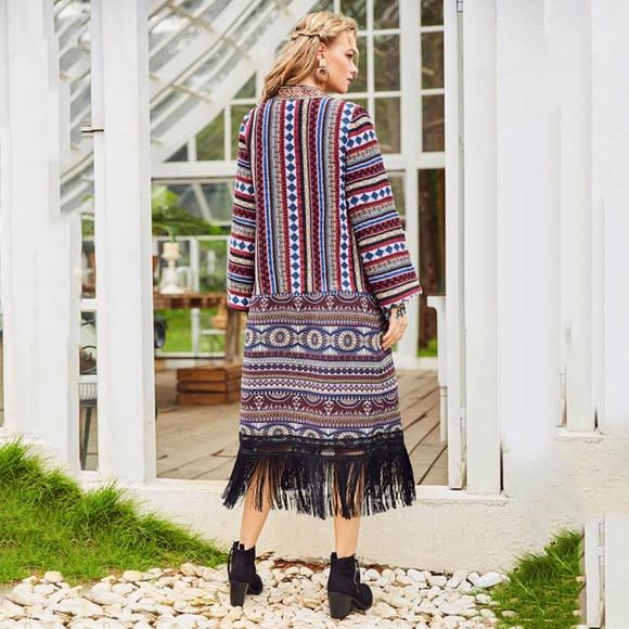 🎉HP🎉 Bohoartist Embroidered Fringe Sequin Coat - Picture 6 of 8